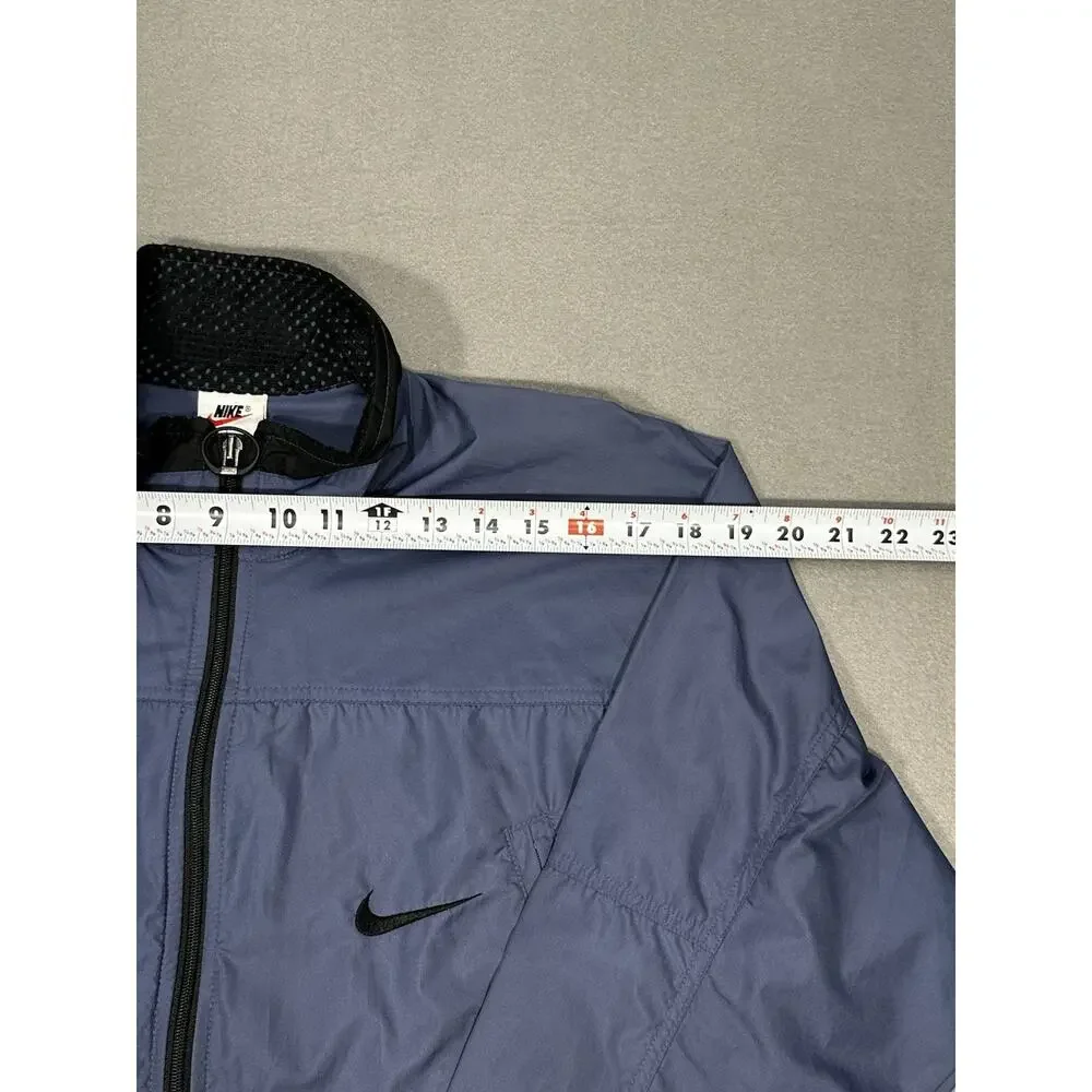 Vintage Nike Men’s Blue Black Full Zip Windbreaker Jacket Mesh Lined M